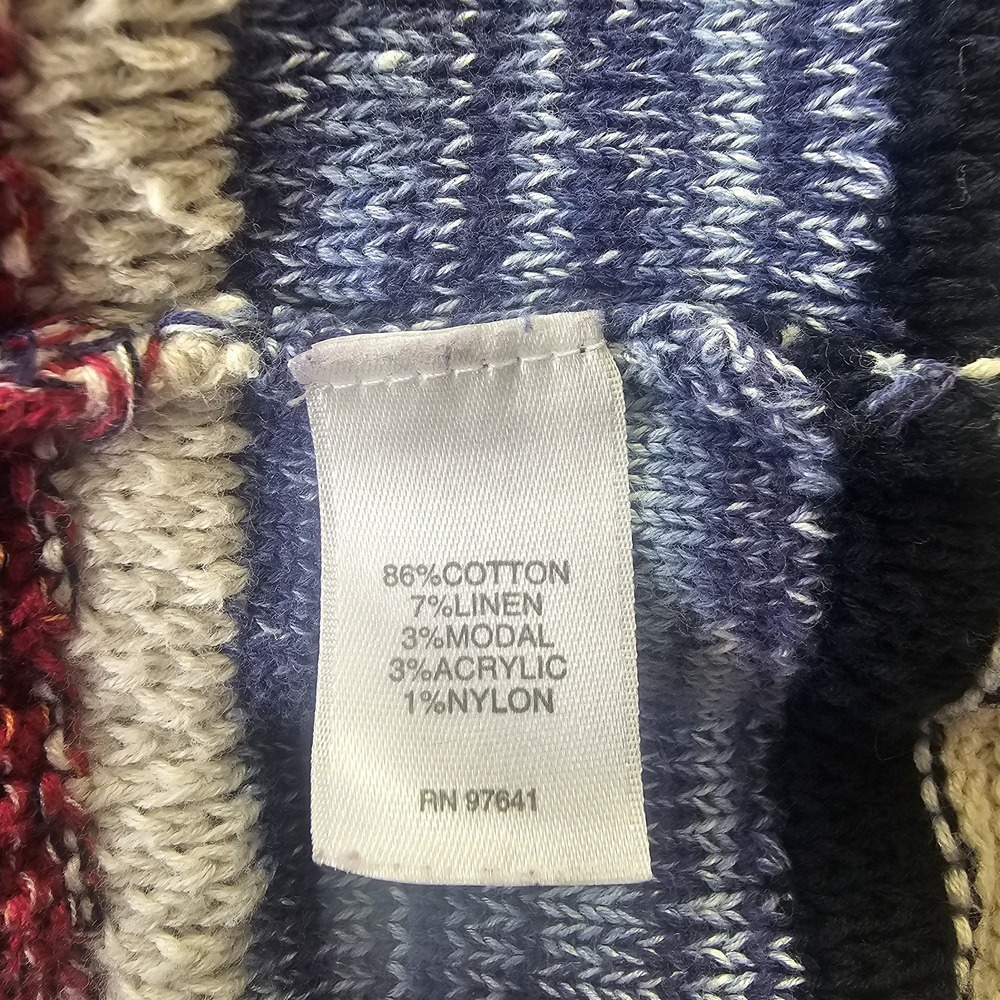 J. Jill Cardigan Sweater XL Blue Pink Striped Shawl Collar Button Front Grandma - Picture 7 of 8